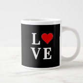 Black LOVE Heart Modern Trendy Grote Koffiekop (Rechts)