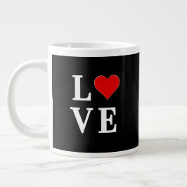 Black LOVE Heart Modern Trendy Grote Koffiekop