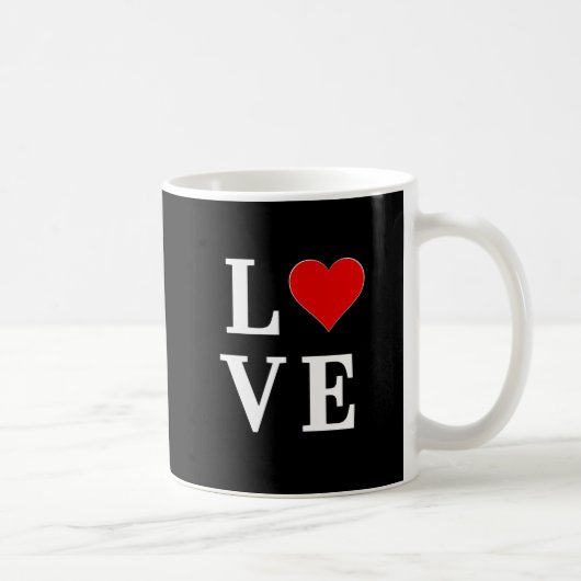 Black LOVE Heart Modern Trendy Koffiemok (Rechts)
