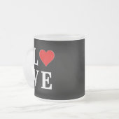 Black LOVE Heart Modern Trendy Matglas Koffiemok (Voorkant links)