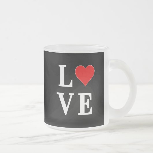 Black LOVE Heart Modern Trendy Matglas Koffiemok (Rechts)