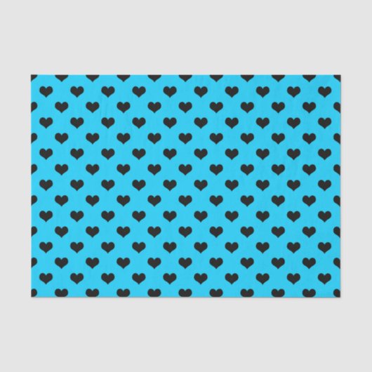 Black Love Heart op blauwe achtergrond Tissuepapier (Voorkant)