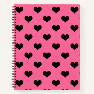 Black Love Heart op roze achtergrond Notitieboek
