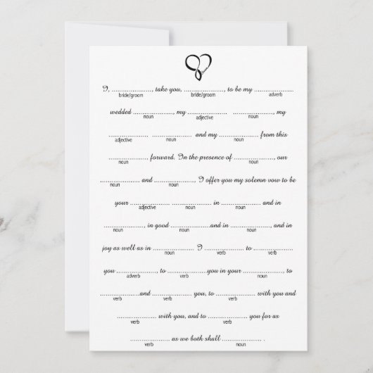 Black Love Heart Weddenschap Libs Game (Voorkant)