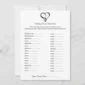 Black Love Heart Weddenschap Libs Game (Achterkant)