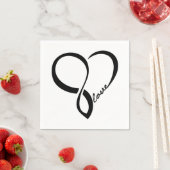 Black Love Heart Weddenschap Paper Napkins Set Servet (Insitu)