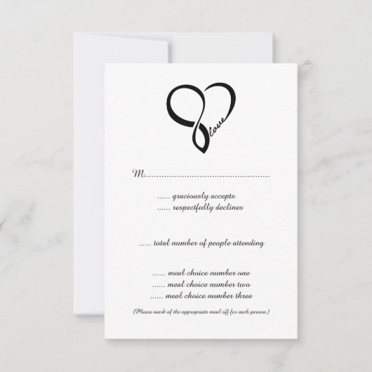 Black Love Heart Weddenschap RSVP-kaarten RSVP Kaartje (Voorkant)