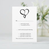 Black Love Heart Weddenschap RSVP-kaarten RSVP Kaartje (Staand voorkant)