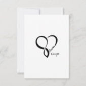 Black Love Heart Weddenschap RSVP-kaarten RSVP Kaartje (Achterkant)