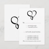 Black Love Heart Weddenschap RSVP-kaarten RSVP Kaartje (Voorkant / Achterkant)