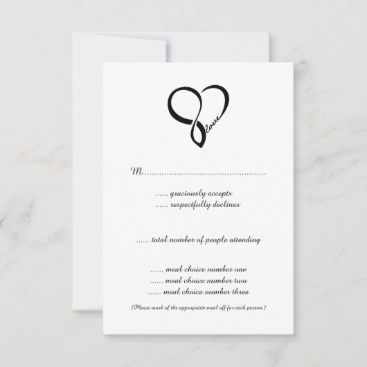 Black Love Heart Weddenschap RSVP-kaarten RSVP Kaartje (Voorkant)