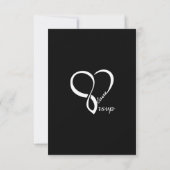 Black Love Heart Weddenschap RSVP-kaarten RSVP Kaartje (Achterkant)