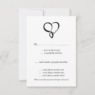 Black Love Heart Weddenschap RSVP-kaarten RSVP Kaartje