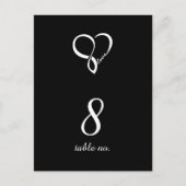 Black Love Heart Weddenschappen Table Number Kards Briefkaart (Voorkant)