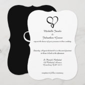 Black Love Heart Wedding Invitations Kaart (Voorkant / Achterkant)
