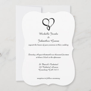 Black Love Heart Wedding Invitations Kaart