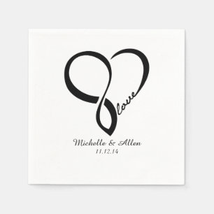 Black Love Heart Wedparty Paper Napkins Set Servetten