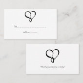 Black Love Heart Wedtable Place Cards Plaatskaartje (Voorkant / Achterkant)