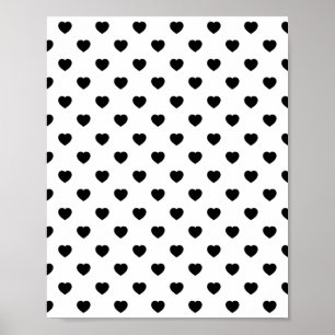 Black Love Heart White Background Poster