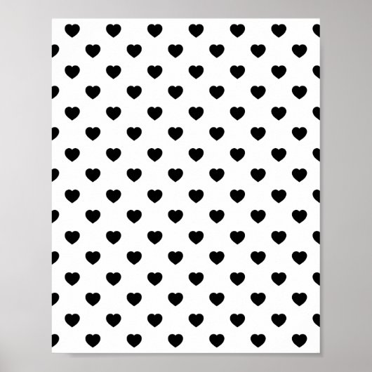 Black Love Heart White Background Poster (Voorkant)