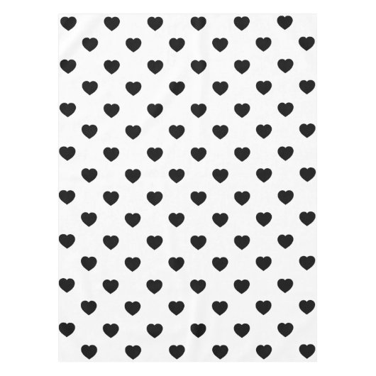 Black Love Heart White Background Tafelkleed (Voorkant)