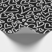 Black Love Hearts Pattern Wrapping Pattern Cadeaupapier (Hoek)