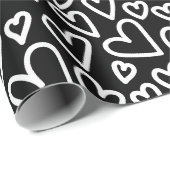 Black Love Hearts Pattern Wrapping Pattern Cadeaupapier (Rol Hoek)