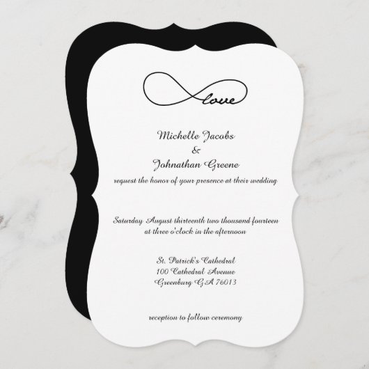 Black Love Infinity Wedding Invitding Kaart (Voorkant / Achterkant)