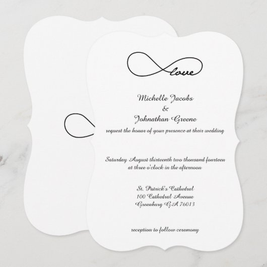Black Love Infinity Wedding Invitding Kaart (Voorkant / Achterkant)