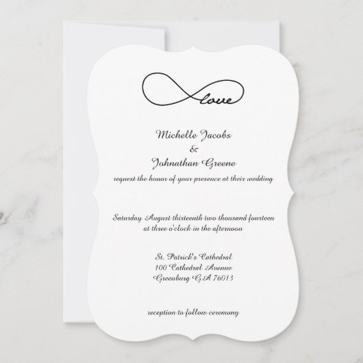 Black Love Infinity Wedding Invitding Kaart (Voorkant)