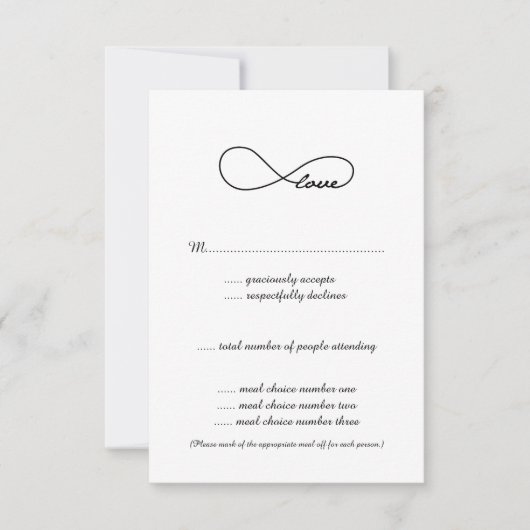 Black Love Infinity Wedding RSVP-kaarten RSVP Kaartje (Voorkant)