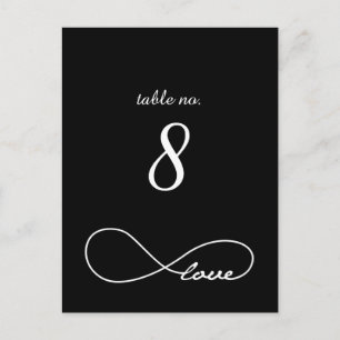Black Love Infinity Wedtable Number Kards Briefkaart