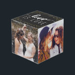 Black Love is Love Gold Confetti - Wedding Photos Kubus<br><div class="desc">Fotokubus met kamer voor vier van je trouwfoto's,  met liefde is liefde op een zwarte achtergrond gedecoreerd met faux gold confetti.</div>