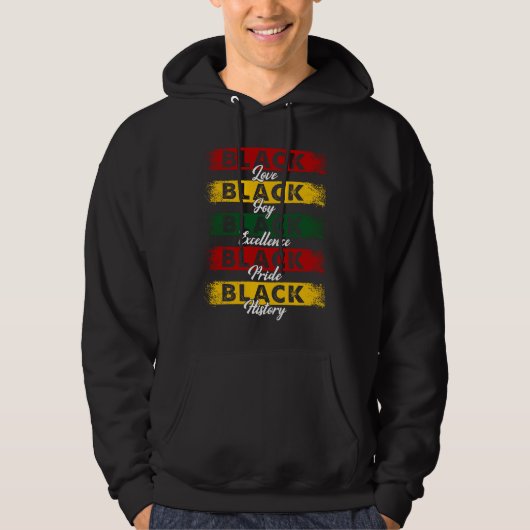 Black Love Joy Pride History Excellence BHM Afro W Hoodie (Voorkant)