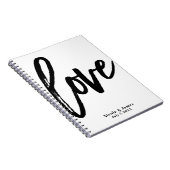 Black LOVE Modern Brush Script Wedding Planning Notitieboek (Rechterzijde)