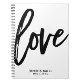 Black LOVE Modern Brush Script Wedding Planning Notitieboek (Voorkant)