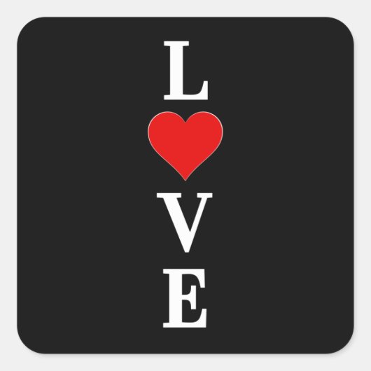 Black LOVE Modern Tredny Black en White Vierkante Sticker (Voorkant)