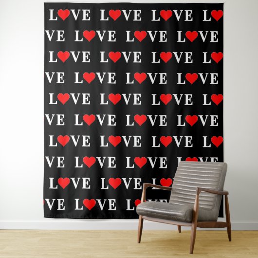 Black LOVE Modern Tredny Black en White Wandkleed (In situ)