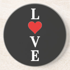 Black LOVE Modern Tredny Black en White Zandsteen Onderzetter