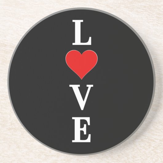 Black LOVE Modern Tredny Black en White Zandsteen Onderzetter (Voorkant)