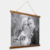 Black Love script typografie bruiloft foto Hangend Wandkleed (Gebogen)