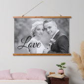 Black Love script typografie bruiloft foto Hangend Wandkleed (Slaapkamer)