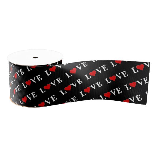 Black LOVE Trendy Black en White Grosgrain Lint (Spoel)