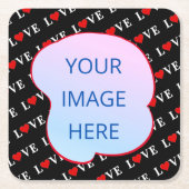 Black LOVE Trendy Black en White Kartonnen Onderzetters (Voorkant)