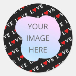 Black LOVE Trendy Black en White Ronde Sticker