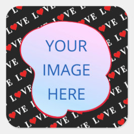 Black LOVE Trendy Black en White Vierkante Sticker