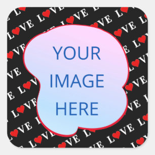 Black LOVE Trendy Black en White Vierkante Sticker