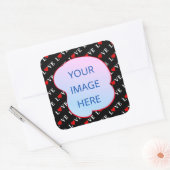 Black LOVE Trendy Black en White Vierkante Sticker (Envelop)