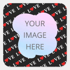 Black LOVE Trendy Black en White Vierkante Sticker