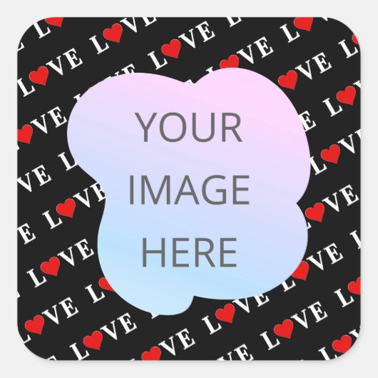 Black LOVE Trendy Black en White Vierkante Sticker (Voorkant)
